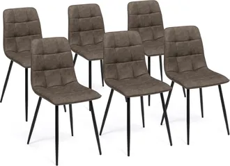 IDMarket Set Di 6 Sedie Da Pranzo Vintage In Pu Mila Marrone