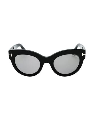 Tom Ford Womens Tom Ford Lucilla Smoke Mirror Lens Shiny Black Thick Framed Sunglasses - Size: ONE size