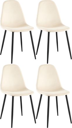 Clp Clp - Conjunto De 4 Sillas De Comedor Napier Crema Terciopelo
