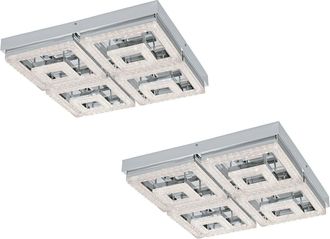 Loops 2 PACK Wall Flush Ceiling Light Chrome Shade Chrome Clear Plastic Crystal LED