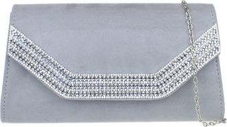 Girly HandBags Diamante Frame Clutch Bag - Grey