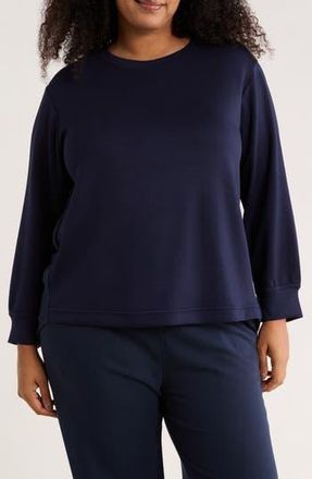 Grace Elements Mixed Media Top in Blue Teal at Nordstrom Rack, Size 2 X