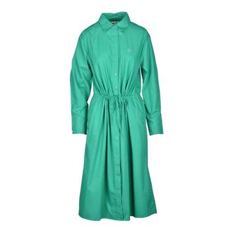 Tommy Hilfiger Kleedjes, Dames, Groen, XL, Katoen, Katoenen Chemisiere Jurk met Knopen