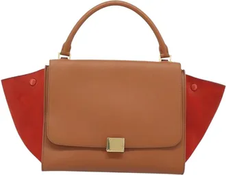 Celine Trapeze Leather With Suede Brown Leather Handbag (Pre-Owned)
