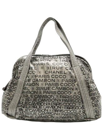 Chanel Silver Nylon Logo Tote (Authentic Pre-Loved)
