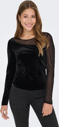 Only Langarmshirt ONLY ONLSMOOTH L/S MESH MIX TOP BOX JRS, Damen, Gr. S, schwarz detail:assymetric, Jersey, Obermaterial: 96% Polyester, 4% Elasthan, unifa