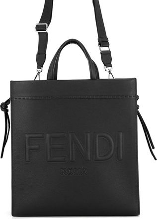 Fendi Black Leather Shoulder Bag Tote Bag (Pre-Owned)