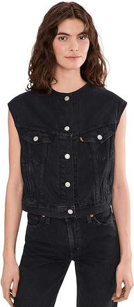 Levi's Collarless Shrunken 90s Vest Womens Jacket None Your Business Stone : SM, Cotton/Lyocell