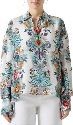 Just Cavalli Camicia fantasia tropicale - Dames - Overhemden - Veelkleurig - M - Overhemden