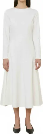 Meimeij Long Sleeve Midi Dress In White