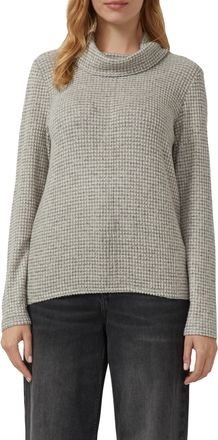 s.Oliver Langarmshirt S.OLIVER, Damen, Gr. 34, stone grau check, Strick, Obermaterial: 75% Viskose, 22% Polyester, 3% Elasthan, Strukturmuster, unifarben, rela