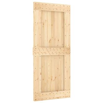 Berkfield Home Sliding Door with Hardware Set 90x210 cm Solid Wood Pine in Light Tan