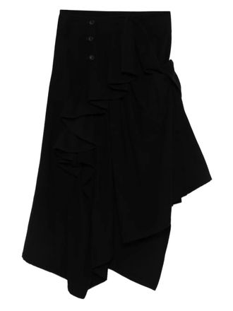 Yohji Yamamoto ruffled skirt - women - Wool/Polyester/Acrylic/Nylon - 2 - Black