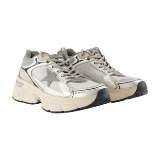 Golden Goose Womens Lightstar Sneakers - Golden Goose Deluxe Brand Leather Grey Calfskin Shoes