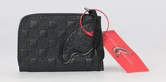 Sprayground Embossed Logo Coated Cotton Wallet with Zip Closure