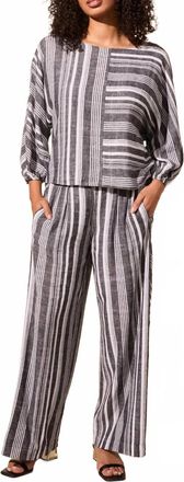 Tribal Pull On Flowy Wide Pants In Black