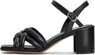 Cesare Gaspari Zwarte Blokhak Sandalen Anaia - Dames - Sandalen met hakken - Zwart - 39 EU - Leer - Schoenen