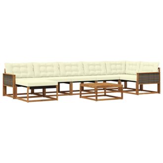 vidaXL Conjunto De Sof&aacute;s De Exterior Con Coj&iacute;n 8 Pcs Natural Y Crema Vidaxl