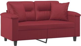 vidaXL Vidaxl - Sof&aacute; De 2 Plazas Con Cojines Cuero Sint&eacute;tico Rojo Tinto 120 Cm