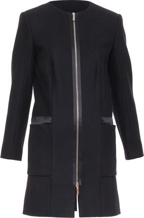 The Row wool blend collarless zip coat