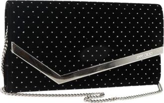 Jimmy Choo London Pre-owned Clutches, female, Black, Size: ONE SIZE Pre-owned Velor Shoulder Bag