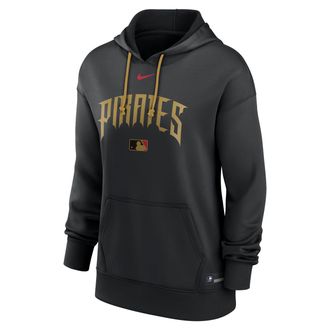 Nike Womens Pittsburgh Pirates Authentic Collection City Connect Nike Therma MLB Pullover Hoodie in Black | 22MN0HU5PTB-YQN