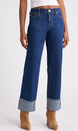 1822 Denim High Waist Cuff Straight Leg Jeans in Bae at Nordstrom, Size 28