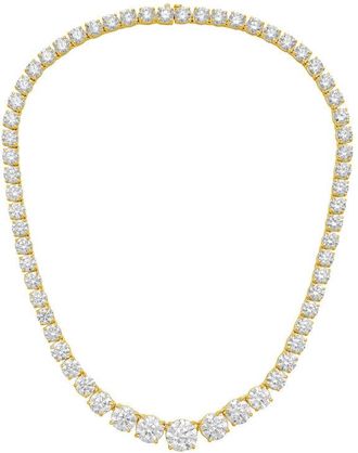 Diana M. Jewels 14kt Yellow Gold 50cts lab grown Round diamond 4 Prong Graduated tennis necklace