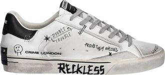Crime London Gedetailleerde Deconstructed Sneaker - Heren - Sneakers - Wit - 44 EU - Leer - Schoenen
