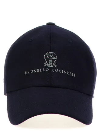 Brunello Cucinelli Navy Blue Hat With Embroidery