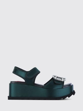 Roger Vivier Sandalo con zeppa Roger Vivier in raso con fibbia gioiello