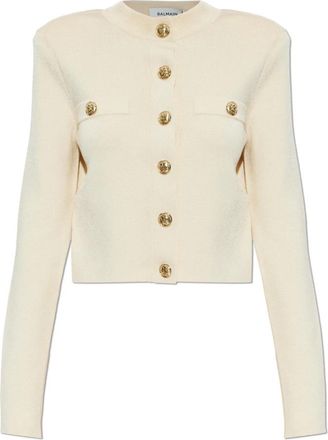 Balmain Cardigan met schoudervullingen - Dames - Vesten - Beige - M - Truien & Vesten