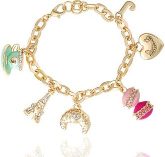 Juicy Couture Paris Travel Charm Bracelet, Macaron, Croissant in Gold Tone at Nordstrom, Size 7.5