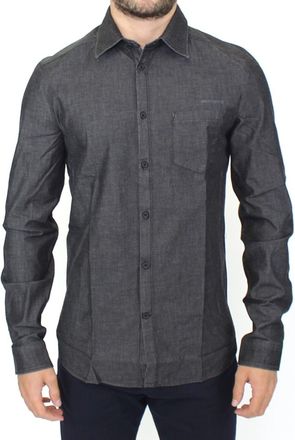 Ermanno Scervino Mens Denim Shirt Sig10132 - Dark Grey Cotton - Size EU 48 (Mens)