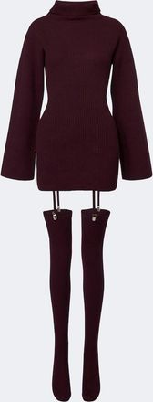 Aya Muse Cursa ribbed-knit wool minidress and tights set
