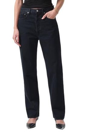 A Gold E 90s Pinch Waist High Waist Straight Leg Jeans in Crushed at Nordstrom Rack, Size 31