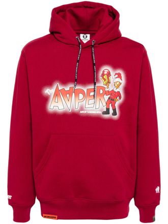 Aape By A Bathing Ape graphic-print hoodie - men - Cotton/Polyester - L - Red