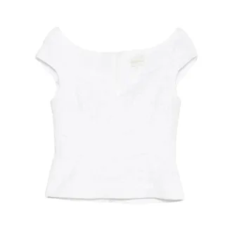 Shushu/Tong Blouses, female, White, Size: 2XS V-neck Short Sleeve Top