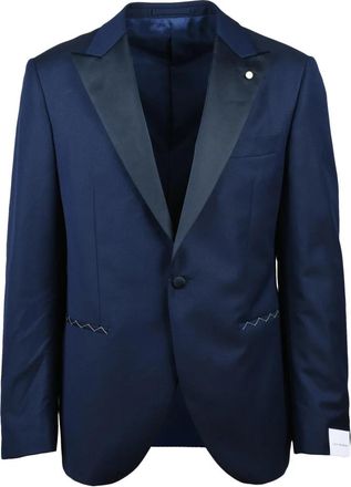 Luigi Bianchi Mantova Giacca sfiancata - Heren - Business blazers - Blauw - S - Wol - Kostuums