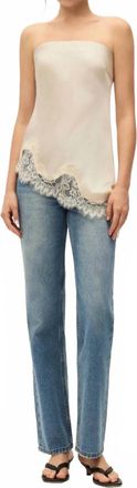 Elodie Lacey Strapless Satin Top In Ecru