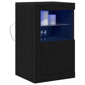 Berkfield Home Side Cabinets with LED Lights 2 pcs Black Oak 41x37x67 cm | Size: 41 x 37 x 67 cm