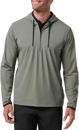 Travis Mathew Hero Hour Performance Half Zip Hoodie in Dark Olive at Nordstrom, Size Xx-Large