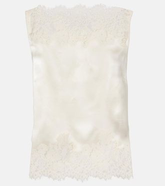 D&ocirc;en D&ocirc;en Viviane cutout lace-trimmed silk top
