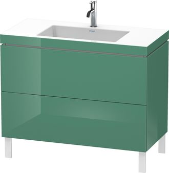 Duravit Lavabo Para Muebles Duravit L-cube C-bonded Con Base De Pie, 100x48 Cm, 2 Extra&iacute;bles, Sin Rebosadero, 1 Agujero Para Grifo, Color: Jade Laca Alto Bril