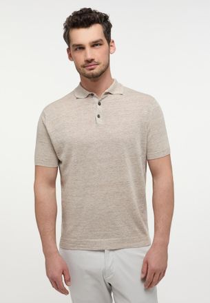 Eterna Poloshirt ETERNA, Herren, Gr. XXL, beige, 27% cotton, 73% Leinen, Shirts Poloshirt