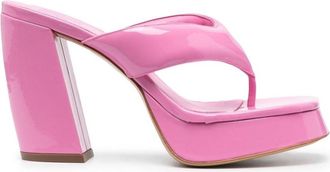 Gia Borghini Pink Glossy Square Toe Heels