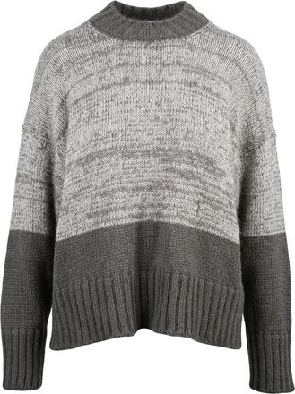 Alpha Studio Crew Neck Lam&eacute; Sweater With Two-Tone Knit Design