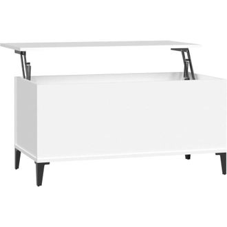 vidaXL Mesa De Centro Madera Contrachapada Blanco 90x44,5x45 Cm Vidaxl
