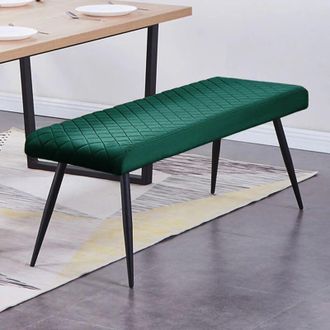 Ainpecca Soft Velvet Long Seat Bench Green Dining Chairs Padded Metal Legs Lounge Stool Bed End
