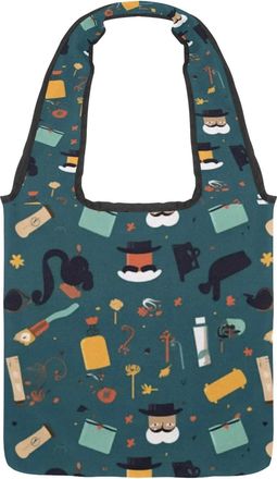 Generic Fathers Day Print Reversible Canvas Shoulder Tote - Double-Sided Print, 12oz Cotton, 27cm Drop, Fold-Flat Bag for Travel, Shopping, Street Outings